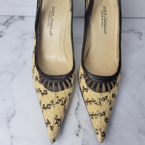 Dolce & Gabbana Shoes - Dolce & Gabbana Black and Cream Patterned Heels